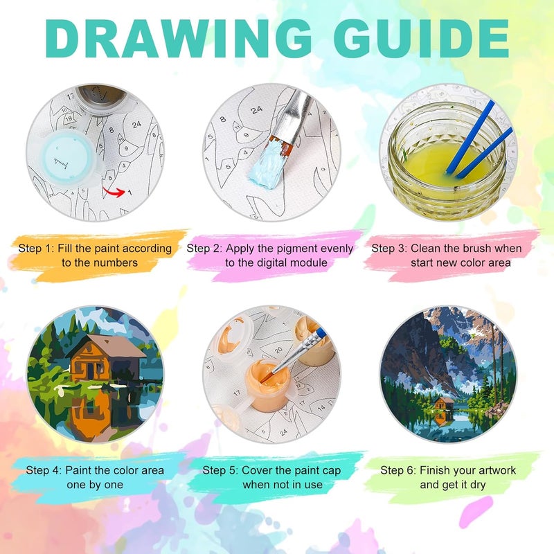 GEEHEIY Paint by Numbers Kit for Adults - Mountain Lake Paint by Number for Beginner, Countryside Adult Paint by Number Kits on Canvas, Perfect for Home Decor Gift 16x20 Inch - Image 5